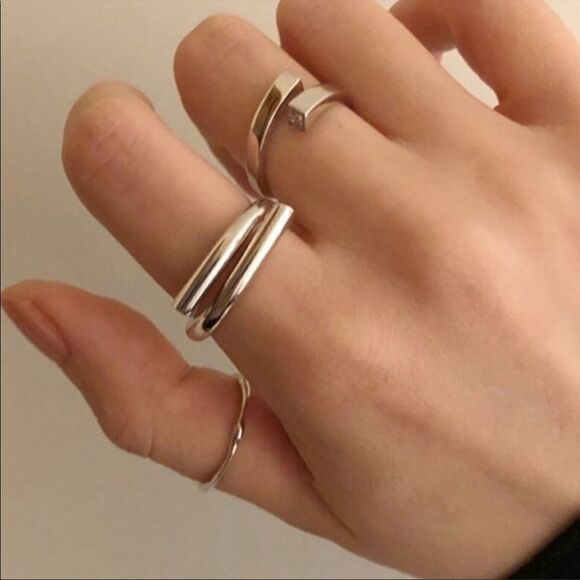 NEW SET 925 Sterling Silver Minimalist  Rings - Picture 1 of 7